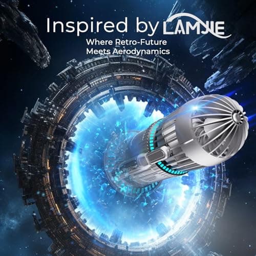 LAMJIE Rocket Desk Fan with Mist Humidifier, 5000mAh Portable Cordless Table Fan, RGB Gaming Room Decor, 180° Auto-Oscillating & Tilt, Quiet Personal Cooling for Office, Bedroom & Gifting (Silver) - Thumbnail 2