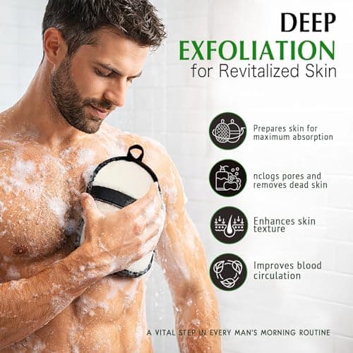 YIQINGJIE Natural Shower Loofah Sponge Exfoliating Body Scrubber，Natural Organic Beauty Exfoliating Loofah for Men and Women, Suitable for Cleansing Face Scrubber and Body Bath,Large Black(2 Pack) - Thumbnail 4