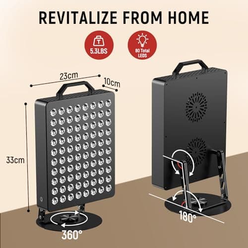 KOKOCL Red Light Therapy for Face and Body, 80 Dual Chip LEDs Lamp,High Power Red Near Infrared Light Therapy Panel, Remote-Controlled with 5 Speed (Wavelengths 660nm and 850nm) - Thumbnail 2
