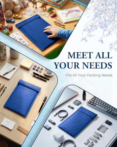 GSSUSA Bubble Mailers 4x8 100 Pack,Blue Padded Envelopes Selfseal,Usable Size 4x7 Small Bubble Envelopes Shipping Bags for Shipping Supplies,Card,Jewelry Packaging,Small Business Packaging Supplies - Thumbnail 2