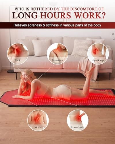 MICEYLIVE Red Light Therapy Mat Full Body,73"x33''Red Light Therapy Blanket with 1395 LEDs,660nm & 850nm Dual Wavelength for Full Body Joint Muscle Pain Relief & Sleep Improvement - Thumbnail 4