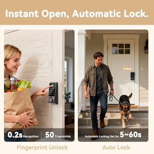 IRONZON Smart Door Lock, 5-in-1 Keypad Deadbolt for Front Door, Keyless Entry Door Lock with App Control, Auto-Lock, Anti-Peeping Password, 4 IC Cards, 15-Min Installation, Black - Thumbnail 3