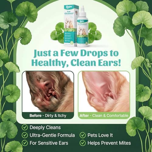 Cabishy Ear Cleaner for Dog Cat Ear Drops Wax Removal with Centella Asiatica No Irration, No Alcohol, Non-Medicated Pet Ears Wash Cleaning Solution Itch Relief Soothing Deodorizing Itchy Ears 4oz - Thumbnail 2