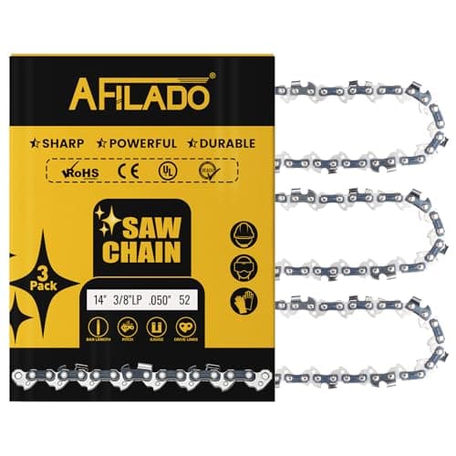 3 Pack 14 Inch Semi-Chisel Chainsaw Chain, 3/8"LP Pitch .050" Gauge 52 Drive Links Replacement Saw Chain Fit for Husqvarna Craftsman Poulan Greenworks - Image 1