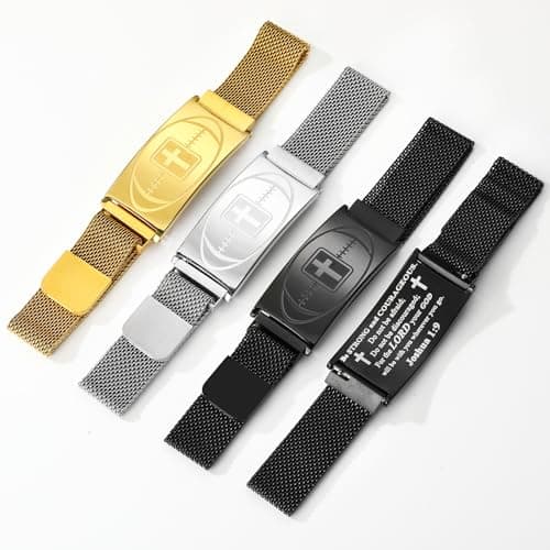 GLEZZA Football Bracelet Jewelry Gifts,Faith Cross Bracelets for Men Jewelry Gift Religious Baptism Easter Gifts for Teens Teams Son Grandson Brother,Adjustable Size - Thumbnail 4