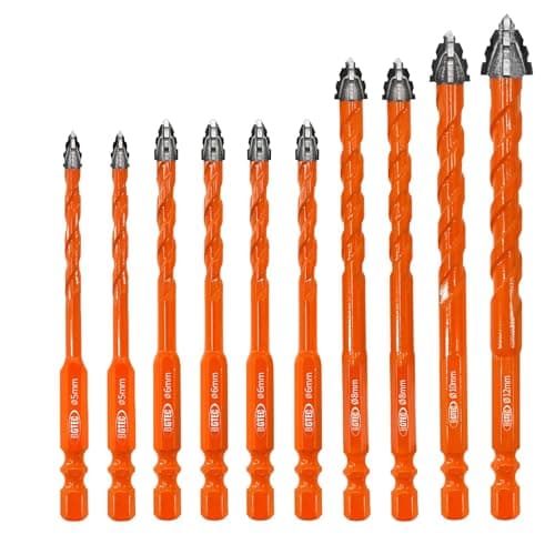 BGTEC Serrated Carbide Masonry Drill Bit Set - 10PCS 3/16"*2,1/4"*4,5/16"*2,3/8",1/2" Wood Drill Bits for Wood Plastic Masonry Brick Tile Glass Concrete Marble - Image 1