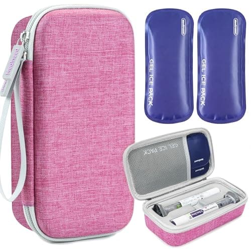 Insulated Cooler Travel Case for Zepbound or Mounjaro Injector Pens,Compact Syringe Box Holder for Trip & Daily Use,TSA Approved Cold Pack, Easy to Clean(Pink,Big)