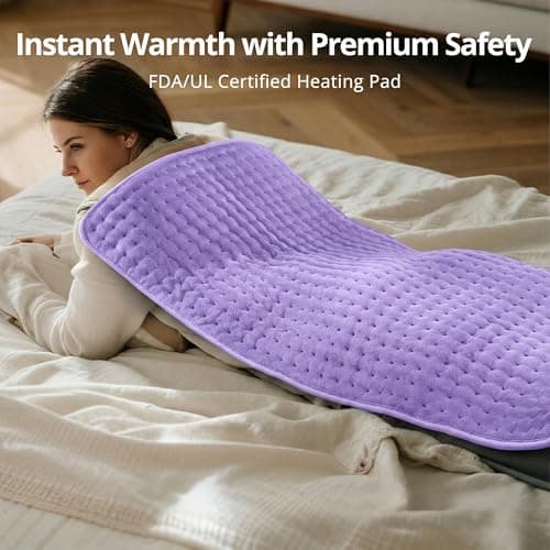 Heating Pad for Period Cramps, XXL Large Heating Pads for Lower Back Full Body Pain Relief, Moist Electric Heating Pad with Dry Heat, 6 Heat Settings, Auto Shut-Off, Washable - Thumbnail 3
