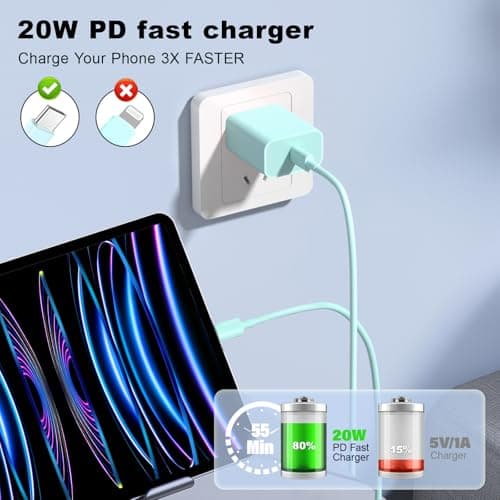 VANOVEI Compatible with iPhone 17 16 15 Charger Fast Charging,USB C Fast Wall Charger Block,Type C Fast Charger Block with 2Pack 10ft USB C to C Cable Compatible with iPhone 17/16/15/Pro/Pro max/Plus - Thumbnail 2