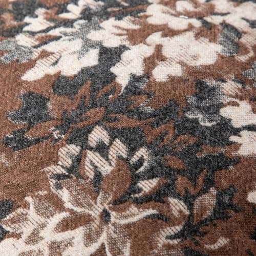 Haguko Pack of 2 Vintage Floral Throw Pillow Covers 20x20 Tapestry Chenille Soft Decorative Farmhouse Square Accent Pillow Cases for Couch Bedroom Living Room Home Decor, Coffee Brown - Thumbnail 4