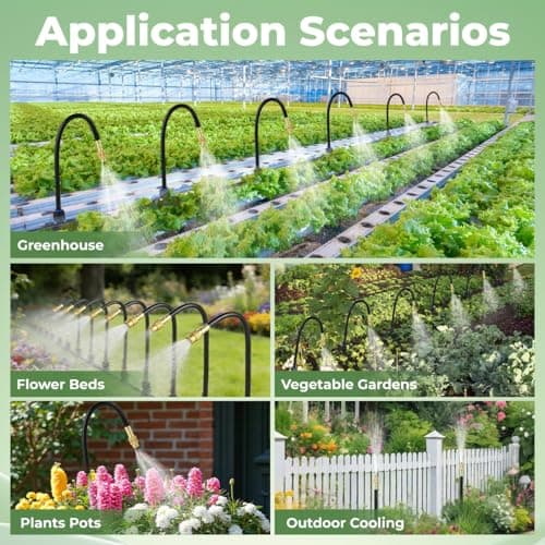 130FT Drip Irrigation System for Garden: 20 Nozzles 1/4" PE Tubing Automatic Watering Kit Adjustable Misting Sprinkler Mister Hose for Water Plants Tape Raised Beds Lawn Outdoor Yard Greenhouse 130FT - Thumbnail 6