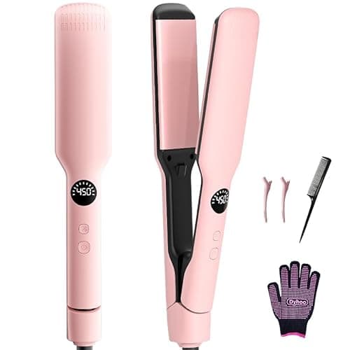 DYHOO Professional Flat Iron, 11 Temp Settings,Wide Hair Straightener, Ceramic Floating Plate with LED Display, Fast Heat-Up, Negative Ion, Auto Shut-Off & Global Voltage, Pink - Image 1