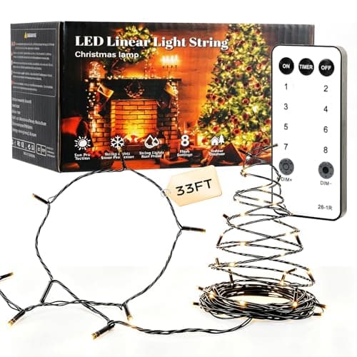 Ecoeve Christmas String Lights, 8 Modes Twinkle Fairy Lights Indoor Outdoor, Remote Control with Timer Function, 33FT 100 LED Warm White Lights for House Room Aesthetic - Image 1