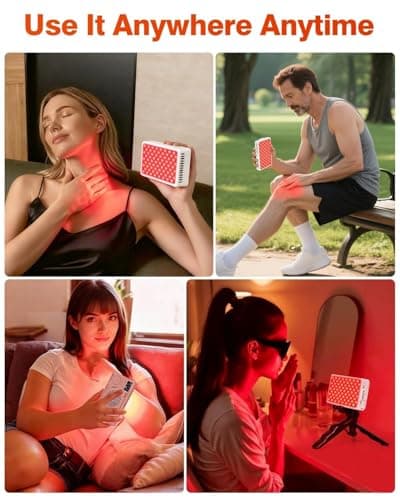 Red Light Therapy for Face and Body, Portable Red Light Therapy Panel, 660nm Red Light and 850nm Infrared Light for Pain Relief, Skin Care, Red Light for Sleep, Rechargeable and Great for Travel - Thumbnail 6