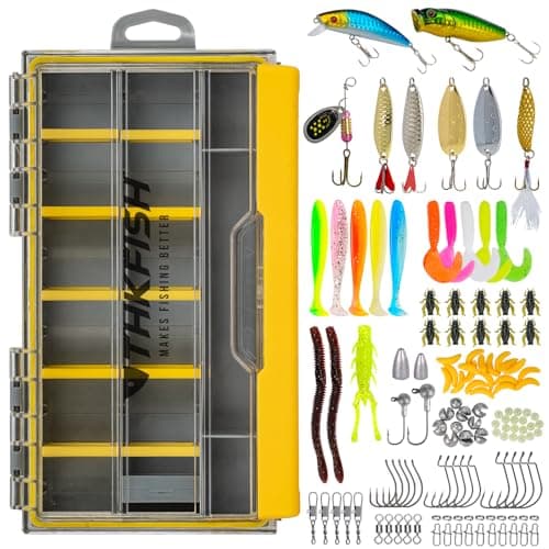 THKFISH 130PCS Compact Fishing Tackle Kit, All-in-One Fishing Gear Lure Bait Accessories Kit for Freshwater Bass Trout, Perfect Father Day Gifts for Men Dad Anglers - Image 1