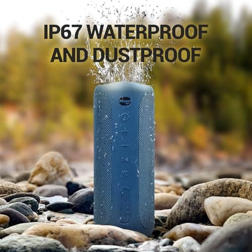 SOWO Waterproof Speaker Bluetooth Wireless- Portable Speaker Loud with Built-in Subwoofer and Tweeter, Extra Bass, Stereo Sound, IP67, Colorful Lights for Party, Outdoor, Camping - Blue - Thumbnail 5