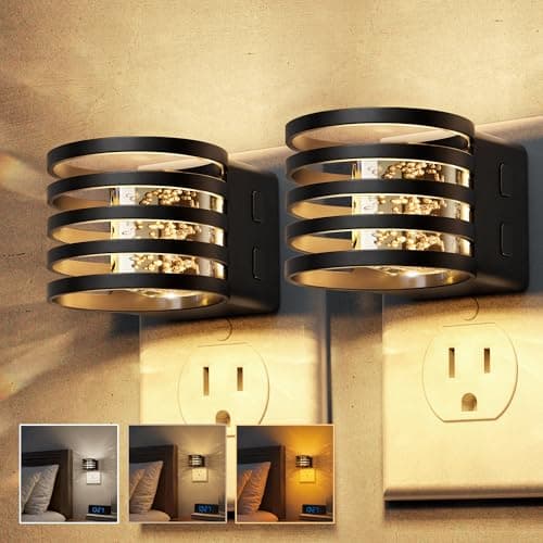 L LOHAS LED Night Lights Plug into Wall, 2 Pack 3CCT Night Light with Dusk to Dawn Sensor, Amber/3000K/5000K Color Changing Night-Lights, Adjustable Brightness, for Hallway Bedroom Home Decor