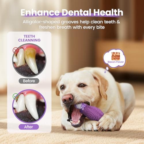 HGB Tough Dog Chew Toys for Aggressive Chewers, Squeaky Indestructible Dog Toy for Large Dogs to Keep Them Busy & Reduce Boredom for Small, Medium, Large Breed, Bacon Flavor - Thumbnail 5