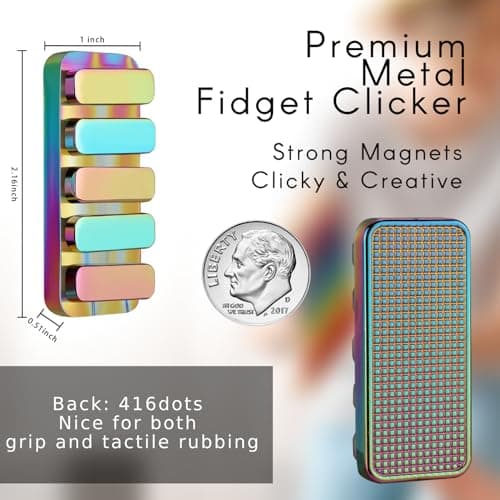 Fidget Toys for Adults, Metal Fidget Slider EDC Magnetic Haptic Fidget Clicker with 3 Noise Levels, Loud-Quieter-Quiet Adults Fidget Toy, Office Home Desk Magnetic Toys, Relief Stress and Anxiety - Thumbnail 2