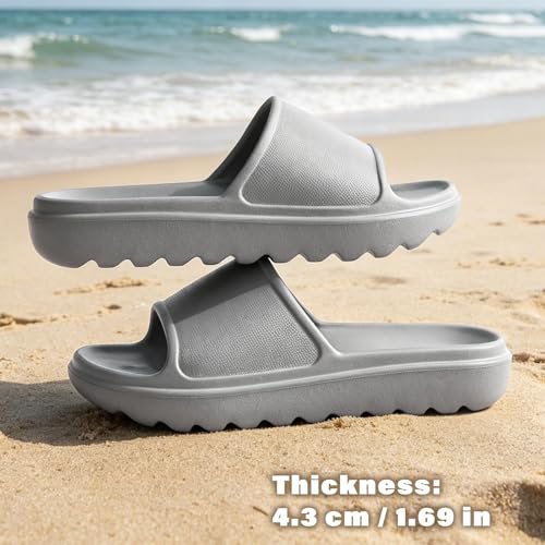 GETOEU Cloud Slides for Women and Men Pillow Slides Slip-Resistant Shower Shoes Recovery Slide Sandals Cushioned Thick Pillow Slippers Comfort Indoor and Outdoor Slide,Grey - Thumbnail 3