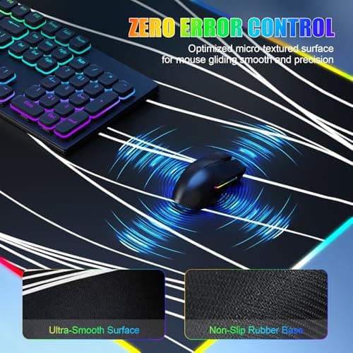 Mouse Pad with Phone Holder, Wireless Charging Desk Mat, RGB Gaming Mousepad Home Office Large Desk Pad with Ultra-Smooth Surface, Non-Slip Base, Waterproof Keyboard Pad,Wavy Black - Thumbnail 5