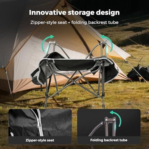 SUNNYFEEL High Back Camping Chair for Adults, 2 Pack Lightweight Camping Chair Support 250 lbs Heavy Duty Folding Chair Design Portable & Collapsible Camping Chairs for Outdoor, Camp, Beach, Picnic - Thumbnail 4