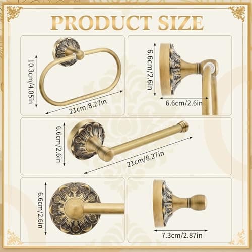 Antique Brass Toilet Paper Holder with Vintage Petal Base, Hand-Aged Solid Brass Design for Bathroom Renovation or Rustic, Classic & Farmhouse Styles, Enhances Overall Decor Quality and Warmth - Thumbnail 3