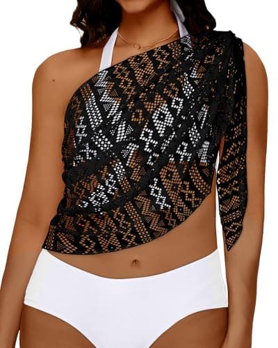 Womens Beach Sarong Wraps Lace Bikini Swimsuit Coverup Summer Hollow Out Bathing Suit Cover Up Casual Swimwear 2026 (Black) - Thumbnail 4