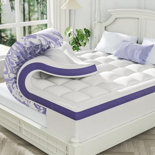 ChiXpace Dual Layer 4 Inch Memory Foam Mattress Topper King - 2 Inch Gel Memory Foam and 2 Inch Pillow Top Mattress Pad, 7-Zone Egg Crate King Size Mattress Topper(White) - Image 1