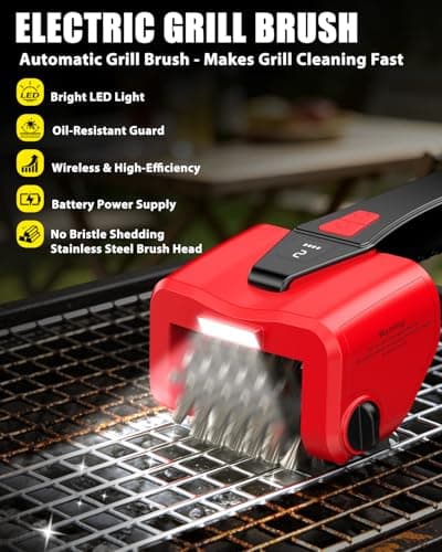 Electric Grill Brush-Bristle-Free Spinning-Grill-Cleaning-Brush-Outdoor-Automatic-BBQ-Grill-Cleaner with LED,Dual-Speed Motor,4500mAh Rechargeable Motorized Power Barbecue Safe Heavy Duty Tool - Thumbnail 3