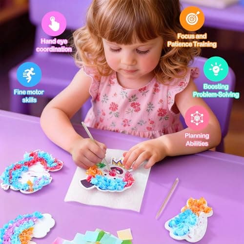 9PC Poke Art Kit for Girls Ages 4-8 | Princess Theme DIY Craft Kit | Mess-Free Fabric Puncture Painting | Creative Activity Gift for 6-12 Year Old Girls | Birthday Party Art Set - Thumbnail 3