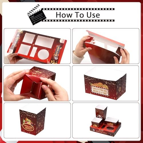 WSICSE 27 Set Movie Night Snack Trays, Disposable Paper Movie Snack Boxes Include 27 Trays, Popcorn Boxes, French Fries for Outdoor Cinema Home Theater Birthday Party - Thumbnail 4