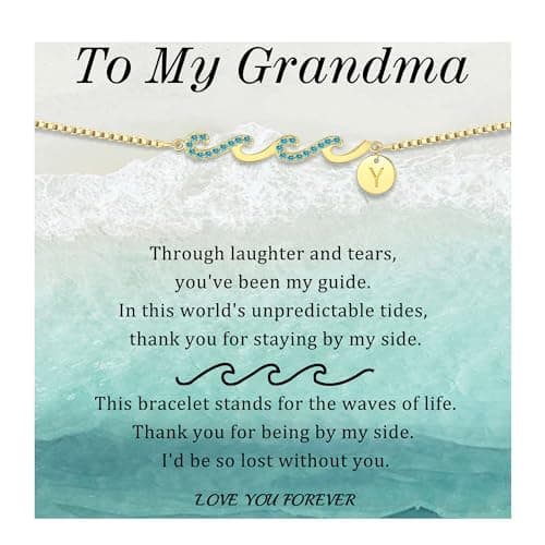 Christmas Gifts for Grandma, Grandma Gift Y Initial Bracelets for Women Dainty Gold Bracelet Wave Link Adjustable Retirement Birthday Thank You Christmas Jewelry - Image 1