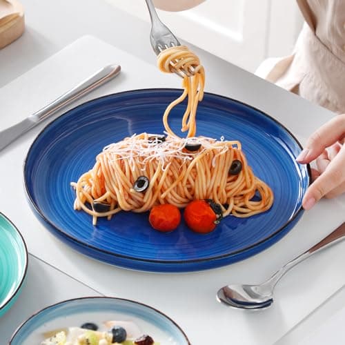 vancasso Bonita Blue Dinnerware Sets, Plates and Bowls Set for 4, 12 Pieces Stoneware Dinnerware Set, Dishwasher and Microwave Safe - Thumbnail 5