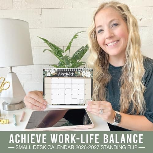 Small Desk Calendar 2026-18-Month 2026 Desk Calendar Small for Home, Office & Classroom, Standing Flip Desks Calendars 2026-2027, Teacher Appreciation Gifts, Graduation Gifts - Thumbnail 2