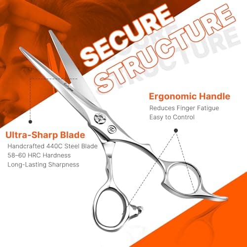 ETHYXE Professional Hair Cutting Scissors – Ultra Sharp 440C Stainless Steel Barber Shears for Precise Cutting, Salon & Home Hairdressing - Thumbnail 4