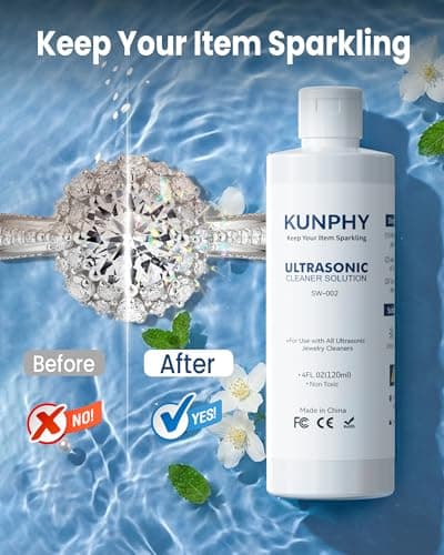 kunphy Jewelry Cleaner Solution -Ultrasonic Cleaner Solution for Gold, Silver, Platinum Diamonds and Non-Porous Precious & Semi-Precious Jewelry 4 oz(120ml) - Thumbnail 2