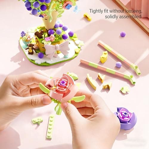 FRIMNS Ice Cream Flower Building Set with Lights, 975pcs DIY Birthday Gift Flower Building Blocks Toy for Adults Women Mom Teen (14+) - Home, Office Decor Anniversary Easter Gift Idea - Thumbnail 2