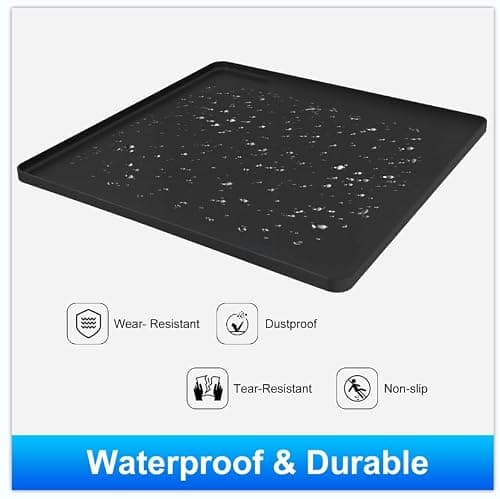 Mini Fridge Silicone Mat, 23.6"x23.6"x0.6" - Durable Refrigerator Mats with High Raised Edges, Leak-Proof Fridge Mats for Mini Fridges, Washing Machines, Pet Bowls - Protects Floors from Water Spills - Thumbnail 4