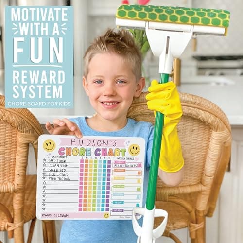 Hadley Designs Magnetic Chore Chart for Kids – Reward Chart for Kids, Dry Erase Responsibility Board for Children at Home, Fridge Behavior Tracker for Daily & Weekly Tasks, Pink Toddler Chore Board - Thumbnail 6