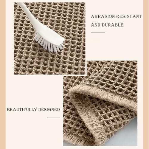SHUNL Upgraded Waffle Bath Mat Machine Washable Rugs, Super Absorbent Non Slip Bath Mats for Bathroom Floor, Rubber Backed Bathroom Mat, Brown 17"x 24" - Thumbnail 6