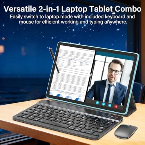 Android 15 Tablet with Keyboard, 11 Inch Tablets 20GB RAM 128GB Storage (2TB TF), Octa-Core Processor, WiFi 6, 8000mAh, GMS Certified 2-in-1 Laptop Style, Mouse, Case & Stylus Included, Blue Set - Thumbnail 4
