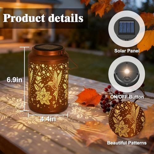 Gifts for Mom 2 Pack Solar Lights Outdoor Garden Decor for Outside, Hummingbird Solar Lantern Outdoor Waetrproof for Outdoor Decor, Pathway, Yard, Patio Landscape Lighting - Thumbnail 4