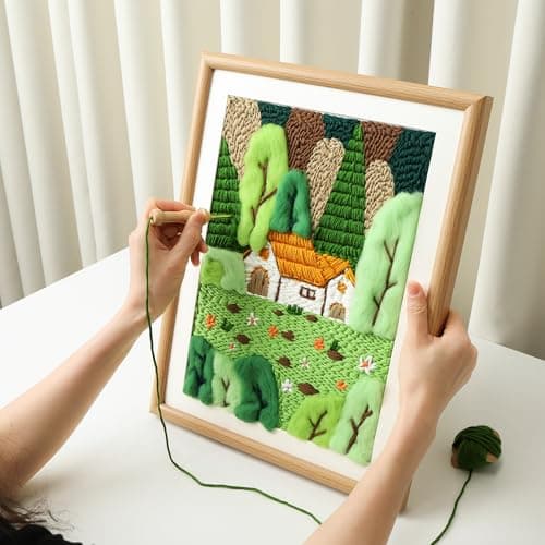 clberni Punch Needle Kit, Punch Needle Embroidery kit, Crafts for Adults, Matching 16“Photo Frame Hanging on Wall as Home Décor (Forest with Photo Frame) - Thumbnail 6