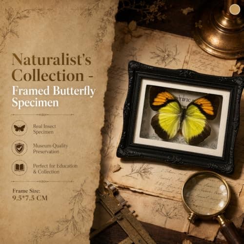 1Pcs Real Butterfly Framed Handmade, Taxidermy Butterfly Shadow Box Collection, Framed Butterfly Taxidermy for Oddities and Curiosities Gifts Tabletop Ornaments (#01-butterfly Specimen+photo Frame) - Thumbnail 2