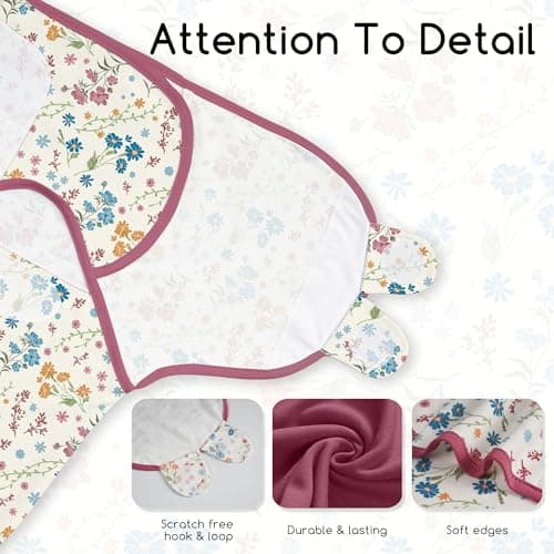 CIVARUA KIDS Baby Swaddles for Newborn Organic Cotton,Soft & Snug Newborn Velcro Swaddle 0-3 Months Sleep Sack Helps Calm Startle Reflex, 2-Pack Wrap Nursery Swaddling Blankets Country Floral - Thumbnail 4