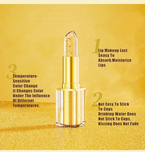 URABOS Coellyo Lipstick,Coellyo True Tone-Ph Adjusting Lipstick,Transferproof Color-Changing Lip stick for Women,Gold Foil Clear Lip stick That Changes Color,Long-Lasting Moisturizing (1PCS) - Thumbnail 5