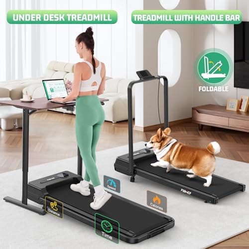 FUNMILY Walking Pad Treadmill with Incline, Foldable Treadmills for Home Office, Portable Walking Pad 300lbs Capacity, Remote Control, 2s Folding Treadmill(Dark Black) - Thumbnail 3