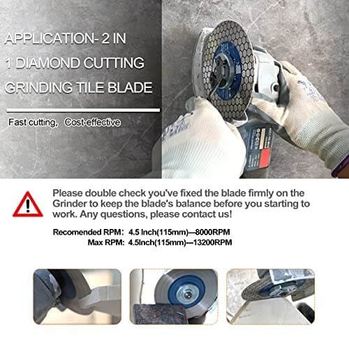 Diamond Granite Cutting Wheel 4.5inch - BRSCHNITT 115mm Vacuum Brazed Angle Grinder Diamond Blade for Dry and Wet Cutting Grinding Porcelain,Tile,Ceramic Tile Stone,Marble,Quartz,Granite - Thumbnail 3