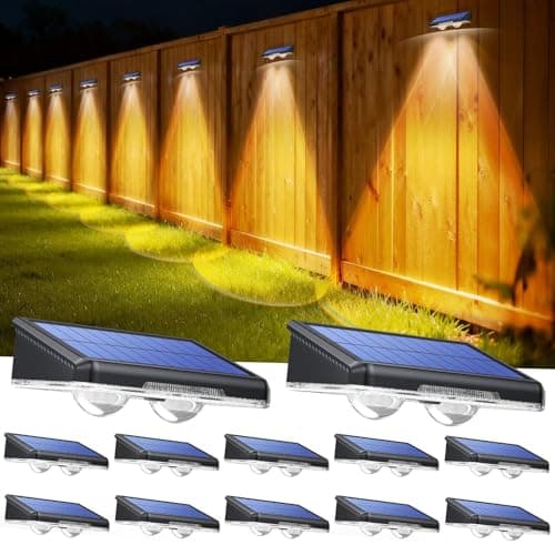 TECKNET Solar Fence Lights Outdoor 12 Pack, 3 Modes - Warm/Natural/Cool White, IP66 Waterproof Solar Lights for Fence with 2 High Brightness LED, Outside lighting Decor for Patio Wall Railing Backyard - Image 1